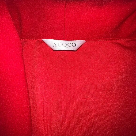 AUQCO Blazer Womens XL Red Tomatogirl Asymmetrical Collared Open Front Jacket - Picture 8 of 11